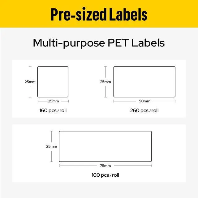 Alt view image 3 of 6 - EP53 Labels, All-Weather PET Label Tape with Ribbon Cartridge for Indoor/Outdoor ID and Equipment Labeling - for EP53 Portable Industrial Label Maker