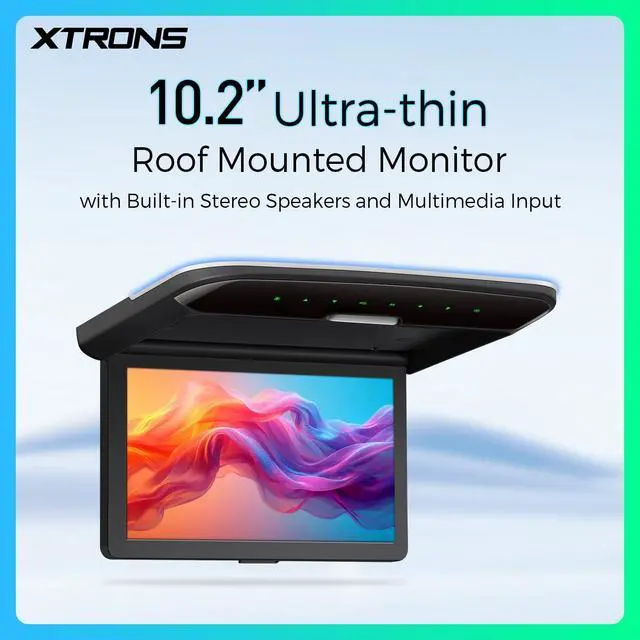 Alt view image 2 of 6 - 10.2 Inch Car Overhead Player, Supports HDMI, WiFi, Built-in Speaker | 1280*720 IPS Screen Flip Down Car Roof-Mount Monitor, Support HDMI, USB, AV Input, In-Car Entertainment