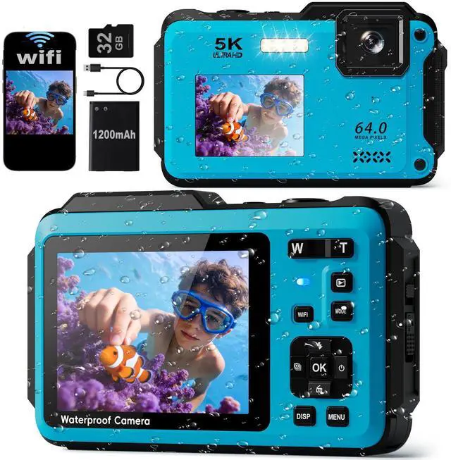 Main image of 5K Underwater Digital Camera,64MP Waterproof Camera,16FT Floating Camera | for Snorkeling,Scuba Diving,Surfing,Swimming,Kayaking,Autofocus,Dual-Screen,16X Zoom,Fill Light,32GB Card,Type-C Rechargeable