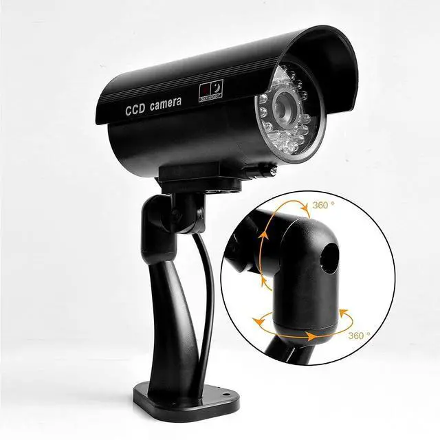 Alt view image 4 of 6 - 4 Packs Fake Security Camera with No Trespassing Signs Smile You're On Camera Warning Signs and Screws, Dummy Cameras with Realistic LED Red Flashing Light for Outdoor Yard& Indoor Use Set Of 8