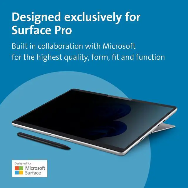 Alt view image 2 of 6 - Surface Pro 11, 10, X, 9 & 8 Magnetic Privacy Screen, Removable Privacy Filter for 13 inch Surface Pro, Touch Screen and Surface Pen enabled for Microsoft Laptops (K51700WW)
