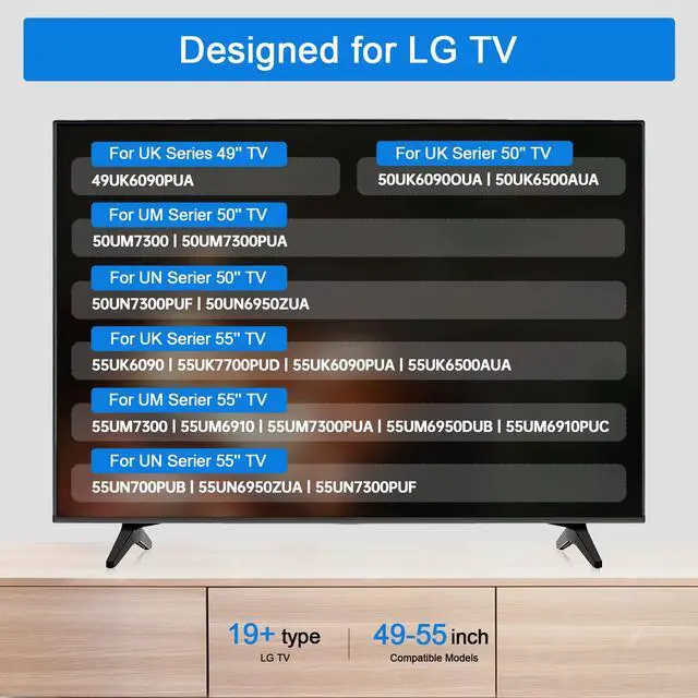 Alt view image 2 of 6 - TV Stand Legs Replacement for LG 49 50 55 Inch 49UJ6300 49LJ5550 49UK6300 50UJ6300 50UK6300MEZ64114730 55UK6500 55UK6300 55UM6900 55UK6090PUA 55UN7300 55LJ550M 50UM7300