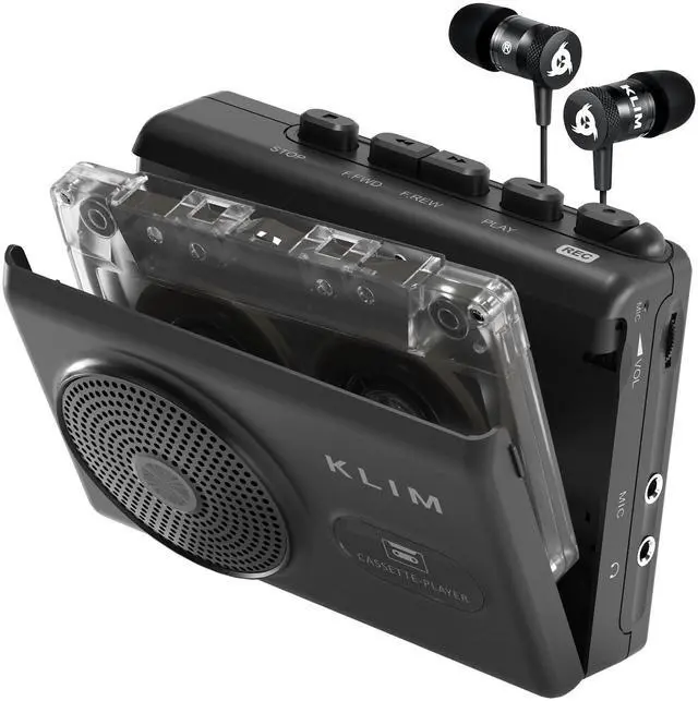 Main image of K9 Cassette Tape Player Portable Cassette Player & Tape Recorder with Built-in Speaker & Microphone, Headphone Jack, AA Batteries (Included)/AC Powered, Includes Earphones - Black