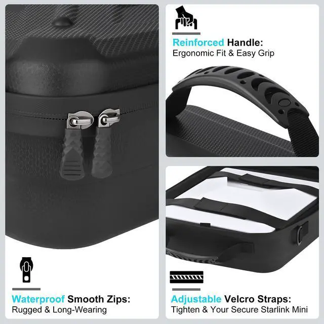 Alt view image 6 of 6 - Starlink Mini Case, Waterproof Shockproof EVA Carrying Storage Case | with Dual Carry Options,for Starlink Mini Accessories, Ultra-Light Portable Protection, for Camping, RV & Outdoor Travel