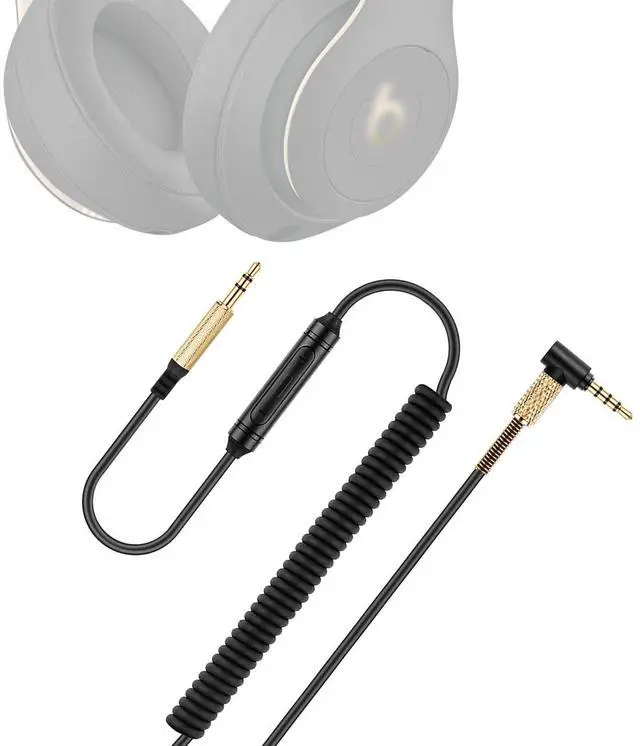 Main image of Studio3 Coiled Audio Cable for Beats Studio Pro, Solo4, Solo3 Headsets, 8ft | 3.5mm in-line Mic & Volume Control Headphone Cord for PS5 Xbox One