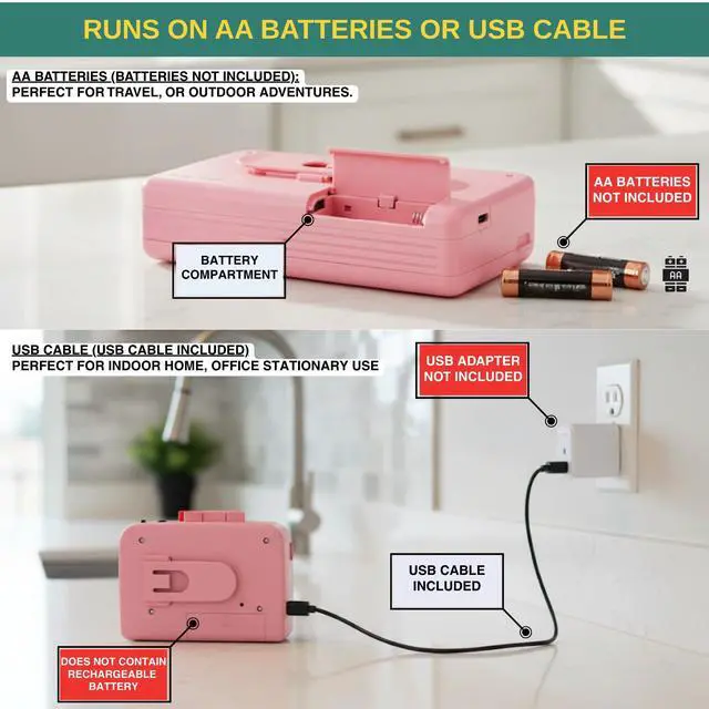 Alt view image 6 of 6 - Cassette Tape Player | Portable Battery Operated | Radios Portable AM FM with Built-in Speaker, Tape Voice Recorder, VAS, Aux In Port | Includes Wired Earbuds for Music and Travel