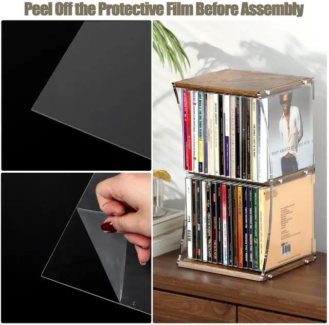 Alt view image 5 of 6 - 2-Tier CD Case Holder, CD Storage Rack for Display, Holds Up to 30 Standard CDs, CD Organizer Shelf with Curved Design for Home Theater & Office, Ideal for Music Enthusiasts