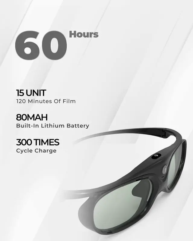 Alt view image 4 of 6 - Active Shutter 3D Glasses for All Projector