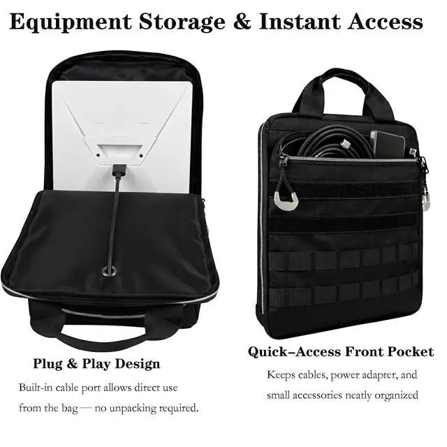 Alt view image 3 of 6 - Starlink Mini Carrying Case,Waterproof Protective Case for Starlink Mini with MOLLE Panels, Carabiner Corners, Padded Handle, Black