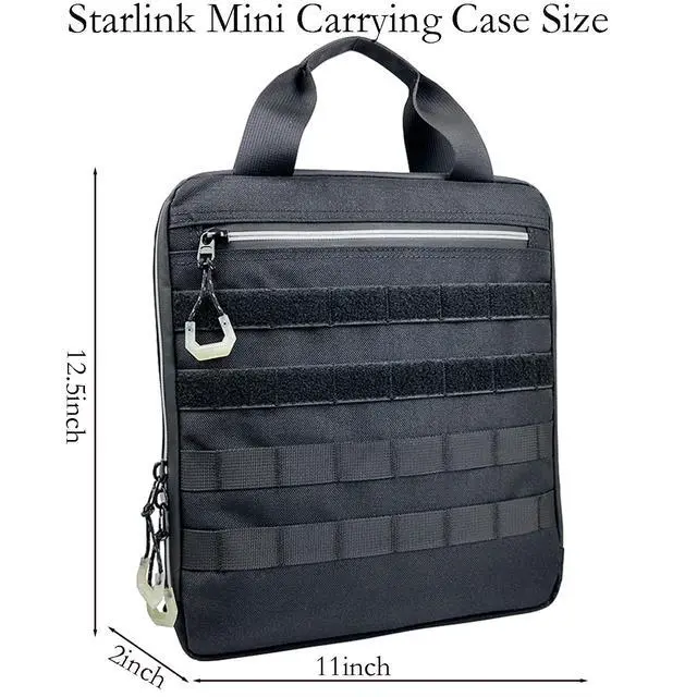 Alt view image 5 of 6 - Starlink Mini Carrying Case,Waterproof Protective Case for Starlink Mini with MOLLE Panels, Carabiner Corners, Padded Handle, Black