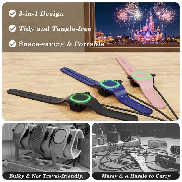 Alt view image 4 of 6 - 3-in-1 Charger Compatible with Disney-Magic Band Charger | USB-C and USB-A, Portable Charger for MagicBand+,Disney-Essentials