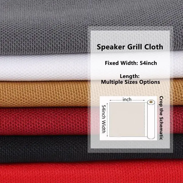 Alt view image 5 of 6 - 108" x 54" Speaker Grill Cloth, Acoustic Fabric Stereo Grill Cloth | Replacement for Speakers Mesh Cover Media Cabinet Renovation Home Stage Audio Repair Vintage Speaker Black