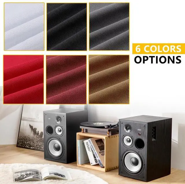 Alt view image 6 of 6 - 108" x 54" Speaker Grill Cloth, Acoustic Fabric Stereo Grill Cloth | Replacement for Speakers Mesh Cover Media Cabinet Renovation Home Stage Audio Repair Vintage Speaker Black