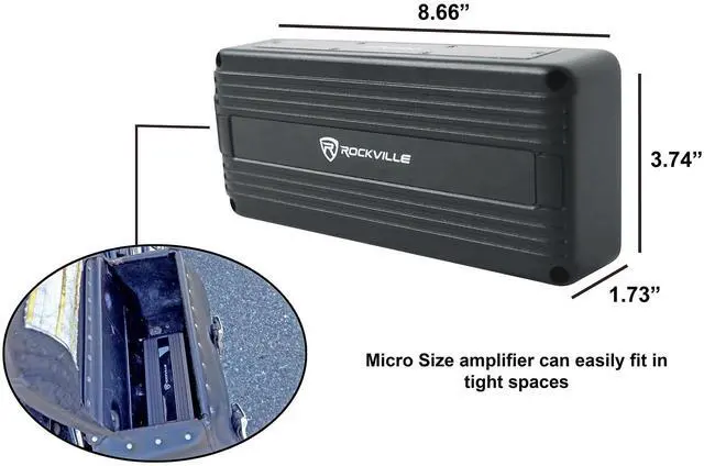 Alt view image 4 of 6 - ATV300 Mono UTV/Motorcycle/ATV Amplifier, IP65 Micro Powersport | 1200W Peak / 300W RMS at 2 Ohm, Class D, Waterproof RCA Input, High-Level Input, MOSFET, Sealed Wiring, Anti-Rust