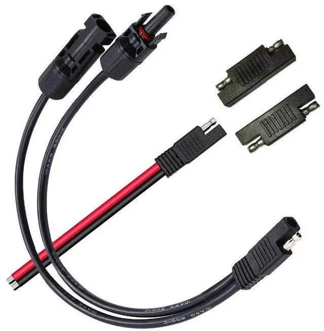 Main image of Solar Panel Connectors 10AWG Compatible with MC-4 Solar Connecter to SAE Adapter PV Extension Cable Wire for RV Caravan Solar Panels Battery Charger kit with Two SAE to SAE Polarity Reverse Adapters