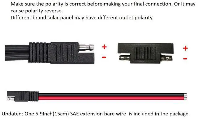 Alt view image 6 of 6 - Solar Panel Connectors 10AWG Compatible with MC-4 Solar Connecter to SAE Adapter PV Extension Cable Wire for RV Caravan Solar Panels Battery Charger kit with Two SAE to SAE Polarity Reverse Adapters