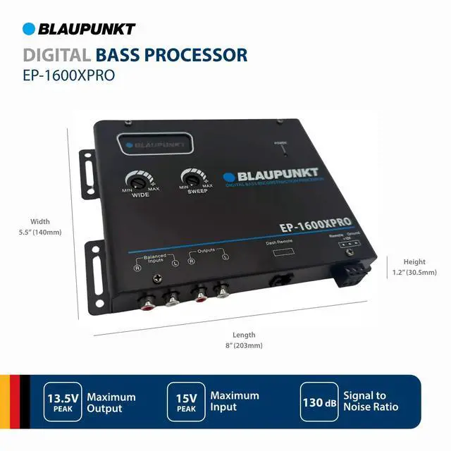 Alt view image 2 of 4 - EP-1600XPRO Digital Bass Enhancer Processor - Digital Sound Restoration, Maximizer & Reproducer - Car Audio Booster - Black