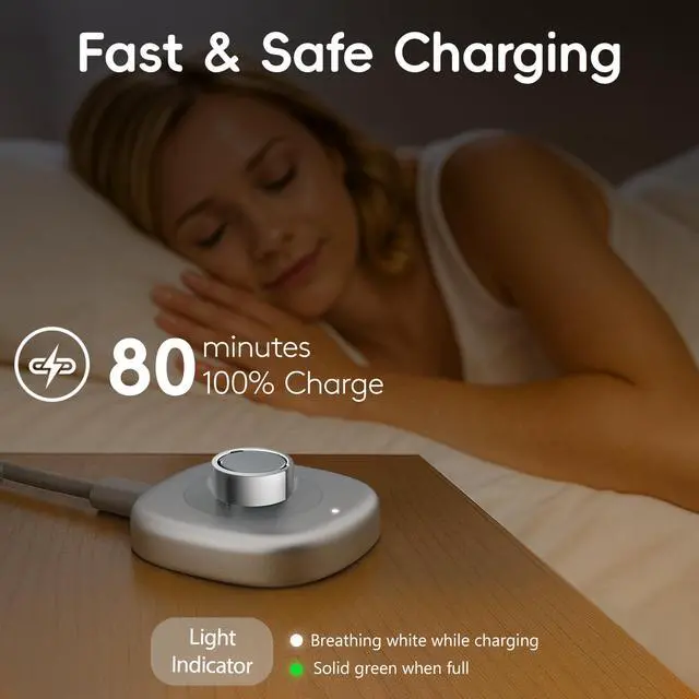 Alt view image 3 of 6 - Smart Ring Charger Compatible with Ou-ra Ring 4, Fast Charging Dock and Type-C Cable (Size 09)