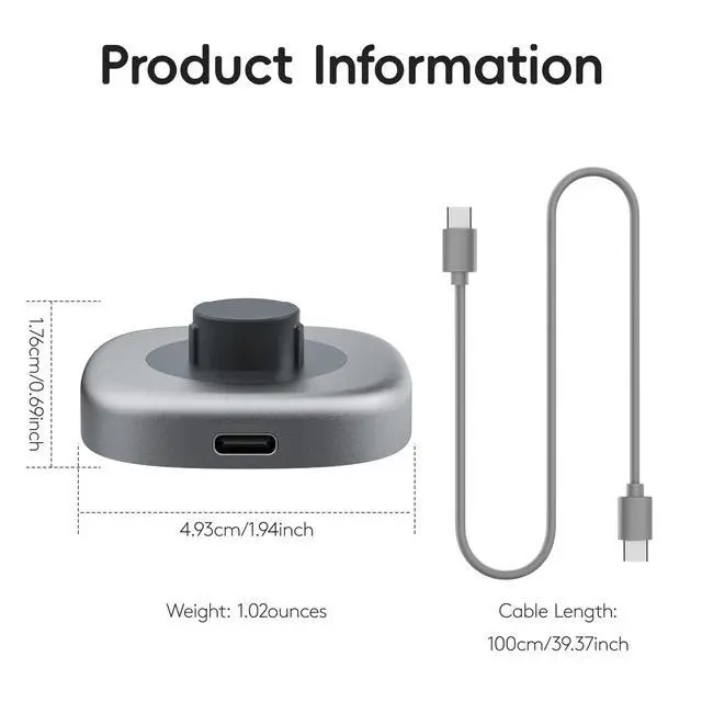 Alt view image 6 of 6 - Smart Ring Charger Compatible with Ou-ra Ring 4, Fast Charging Dock and Type-C Cable (Size 09)