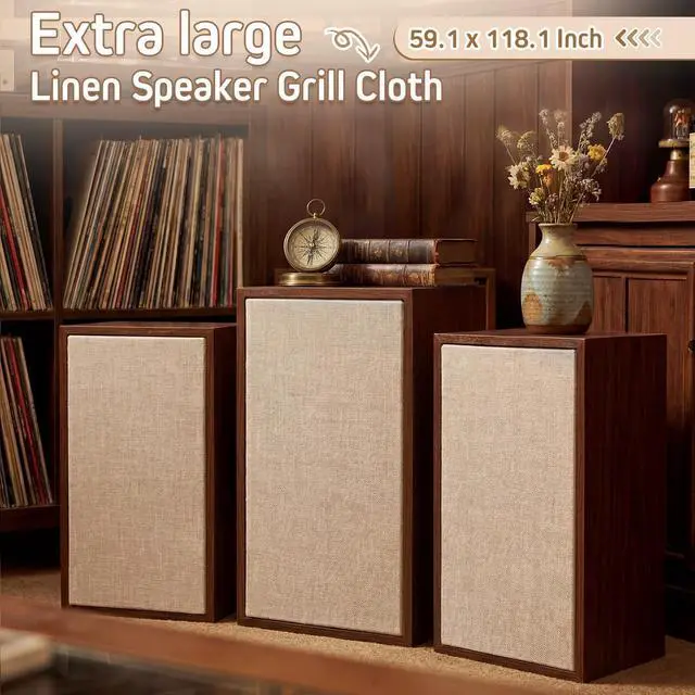 Alt view image 2 of 6 - Extra Large Speaker Grill Cloth 60" x 120", Dustproof Vintage Linen Like Speaker Fabric for Home Theater Audio, Stereo Cabinet KTV Box, DIY Replacement & Restoration(Beige)