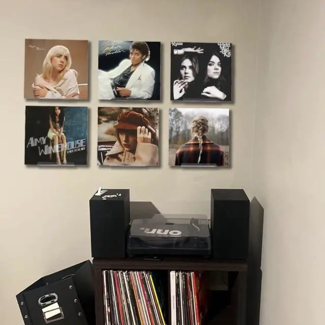 Alt view image 6 of 6 - Vinyl Record Shelf Wall Mount 8Pack,7 Inch Acrylic Record Shelf,Record Wall Display, Vinyl Record Holder CD Rack,8 Pack(Clear)