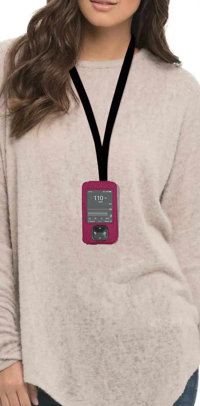 Alt view image 3 of 4 - Dexcom G7 / G6 Receiver Fitted Leather Case W/Screen Protector & Lanyard (Blue)