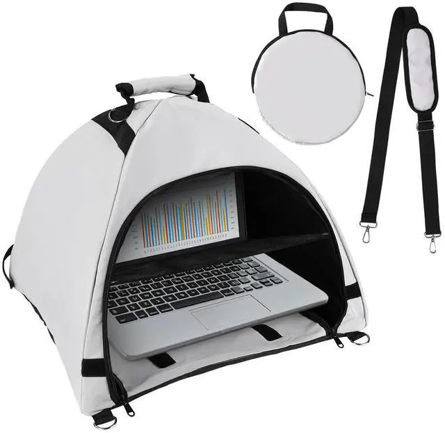 Main image of Laptop Tent, Sun Shade Waterproof Fabric Laptop Protective Hood for Computer Working Outside Accessories Part Glare Shield & Heat Reflective Awning Convertible Foldable Tote for Outdoor