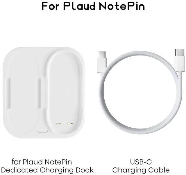 Alt view image 2 of 6 - 2-in-1 Magnetic Charging Dock for PLAUD NotePin Voice Recorder with USB-C Braided Cable, Fast Charging Replacement Accessory for NotePin AI Voice Recorder
