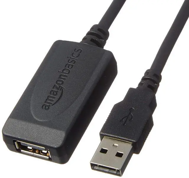 Main image of USB 2.0 Extension Cable, USB-A Male to Female Active Repeater Cable for Printer, Mouse, Keyboard or Scanners, 480Mbps High-Speed Data Transfer, 32 Feet, Black