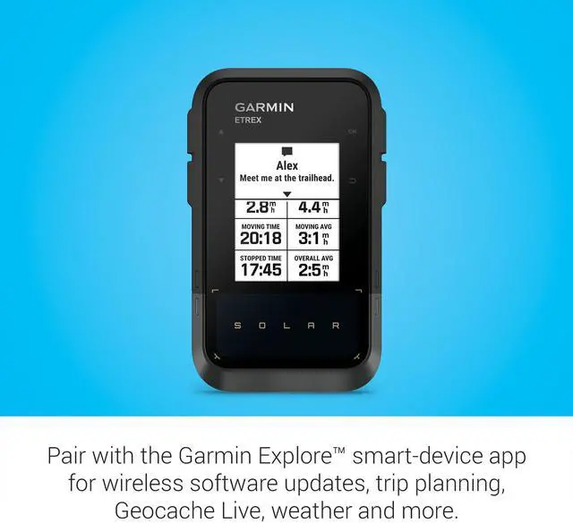 Alt view image 4 of 6 - eTrex® Solar, Rugged & Easy-to-Use GPS Handheld | Essential Navigation Features, Solar Charging, High Resolution Screen, Multi-Band GPS, Water Resistant (IPX7)