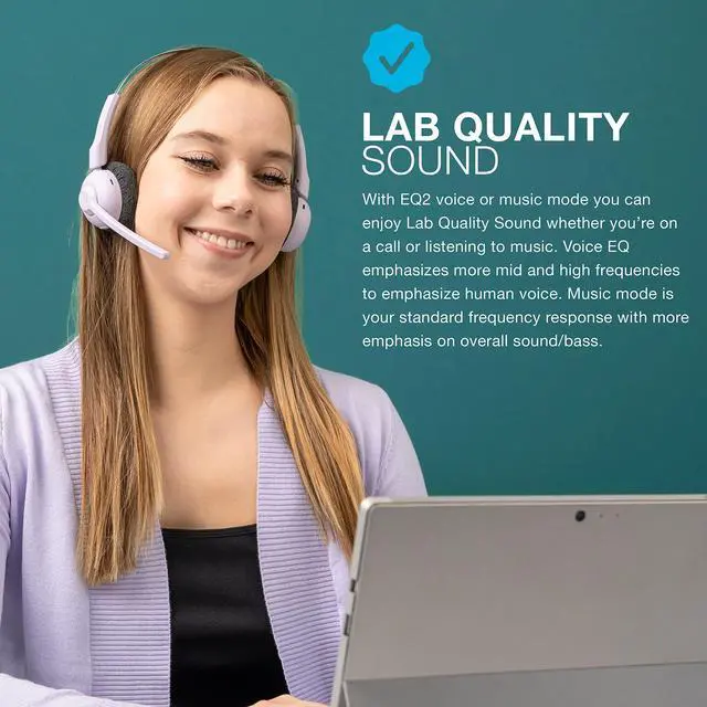 Alt view image 2 of 6 - Go Work Pop, On-Ear Wireless Headset, Bluetooth Multipoint, Noise Canceling Boom Mic, Lilac