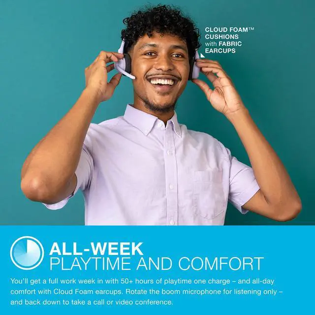 Alt view image 4 of 6 - Go Work Pop, On-Ear Wireless Headset, Bluetooth Multipoint, Noise Canceling Boom Mic, Lilac
