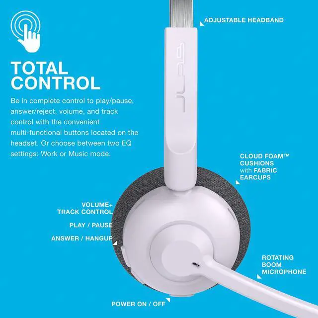 Alt view image 5 of 6 - Go Work Pop, On-Ear Wireless Headset, Bluetooth Multipoint, Noise Canceling Boom Mic, Lilac