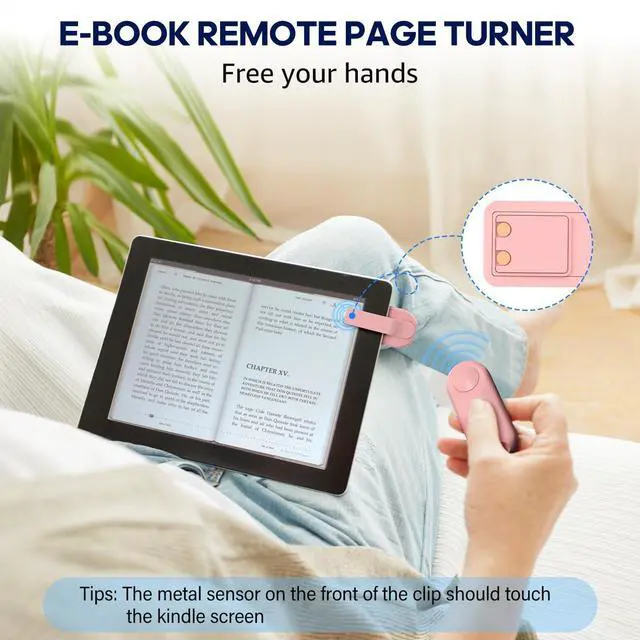 Alt view image 2 of 6 - RF Remote Control Page Turner for Kindle Paperwhite,Kindle Accessories Remote Photo and Video for E-Book iPhone iPad Android Tablets Reading Novels Comics Remote Control Extenders(Pink)