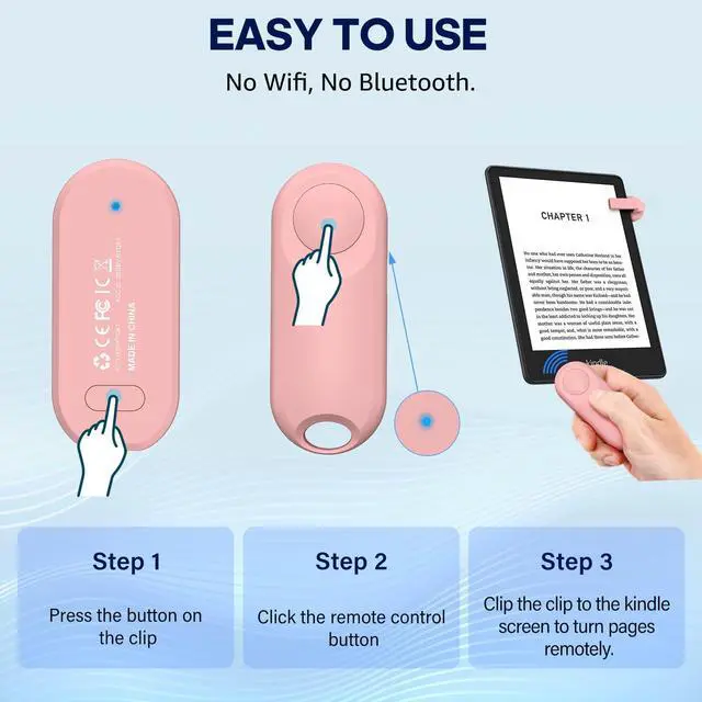 Alt view image 4 of 6 - RF Remote Control Page Turner for Kindle Paperwhite,Kindle Accessories Remote Photo and Video for E-Book iPhone iPad Android Tablets Reading Novels Comics Remote Control Extenders(Pink)