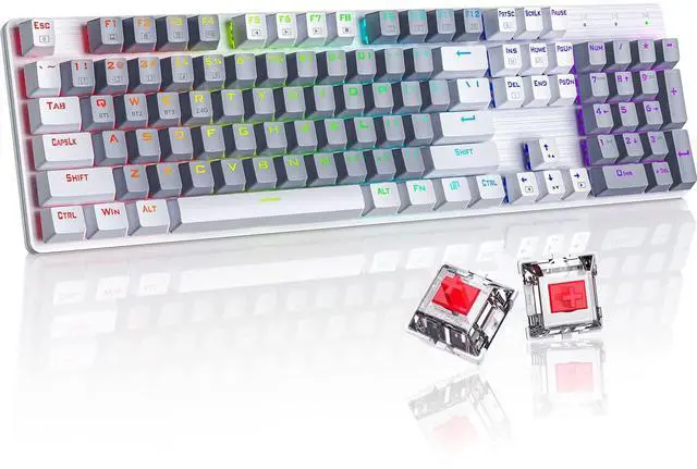 Main image of Wireless Mechanical Keyboard, Triple Mode 2.4G/USB-C/Bluetooth Gaming Keyboard, 104 Keys Programmable, Customize RGB Backlit, Red Switch, Bicolor PBT Keycaps, Rechargeable Wired for Laptop PC
