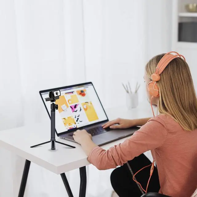 Alt view image 2 of 6 - 30" Tall Webcam Stand Tripod Extendable Desktop Tabletop Webcam Tripod Web camera Mount Aluminum Desk Tripods Stand for Logitech Brio Webcams C925e C922x C930e C922 C930 C920 C615 iPhone Camera