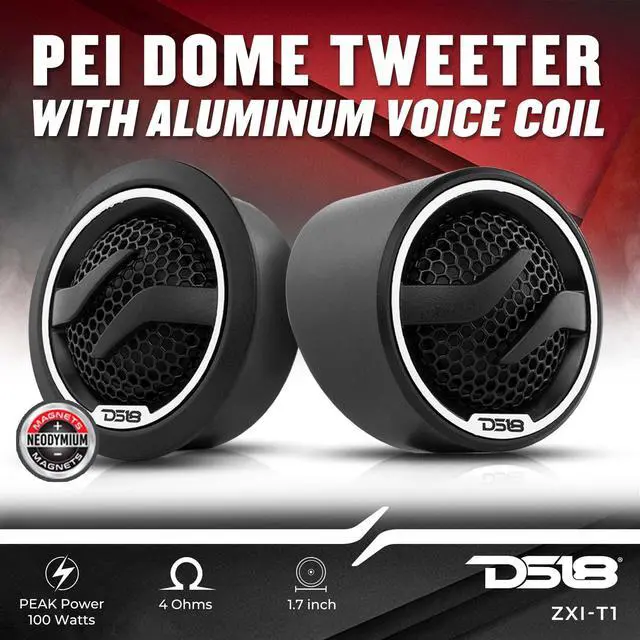 Alt view image 2 of 6 - ZXI-T1 1.7 Inches Pei Dome Car Audio Tweeter with 1" Aluminum Voice Coil 100 Watts Peak 4 Ohms