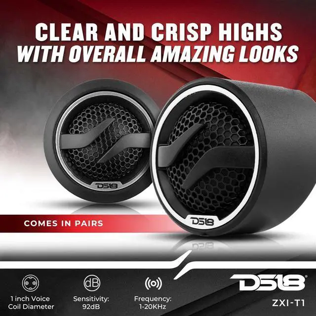 Alt view image 3 of 6 - ZXI-T1 1.7 Inches Pei Dome Car Audio Tweeter with 1" Aluminum Voice Coil 100 Watts Peak 4 Ohms