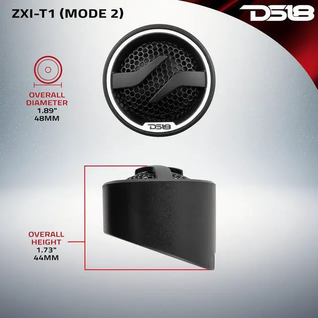 Alt view image 6 of 6 - ZXI-T1 1.7 Inches Pei Dome Car Audio Tweeter with 1" Aluminum Voice Coil 100 Watts Peak 4 Ohms