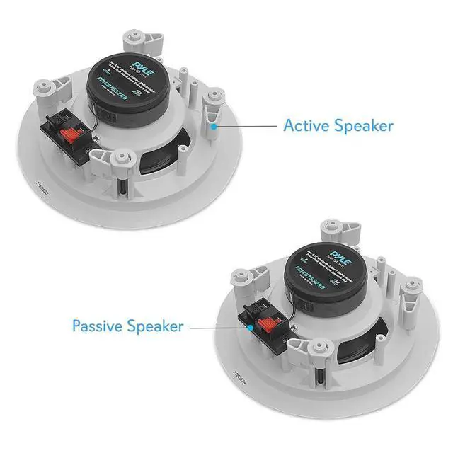 Alt view image 2 of 6 - 5.25 Pair Bluetooth Flush Mount In-wall In-ceiling 2-Way Speaker System Quick Connections Changeable Round/Square Grill Polyprone Cone & Polymer Tweeter Stereo Sound 150 Watt (PDICBT552RD)