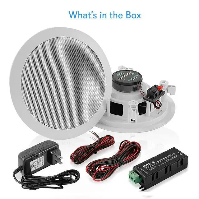 Alt view image 4 of 6 - 5.25 Pair Bluetooth Flush Mount In-wall In-ceiling 2-Way Speaker System Quick Connections Changeable Round/Square Grill Polyprone Cone & Polymer Tweeter Stereo Sound 150 Watt (PDICBT552RD)