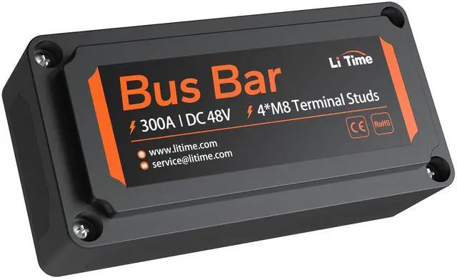 Main image of 300A Power Distribution Block, Bus Bar with 4*M8 Terminal Posts, Max. DC 48V for Automotive, Marine, Solar Applications and Electrical System, Black