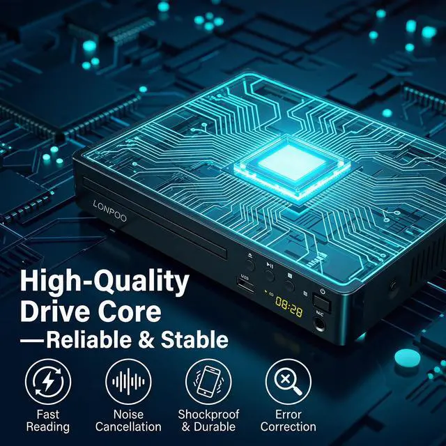 Alt view image 4 of 6 - DVD Player with HDMI for TV, Region Free DVD Player | with Full HD Picture Quality,Microphone Port,USB Playback,HDMI & AV Cable Included,Not Support Bluray