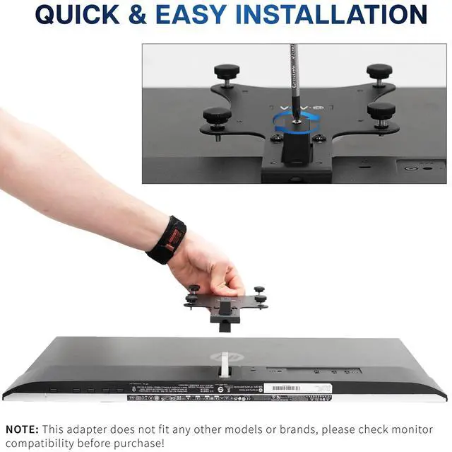Alt view image 4 of 6 - Steel Quick Attach VESA Adapter Plate Bracket, MOUNT-HP02M | Designed for HP M-Series Monitors, M22f, M24f, M27f, M27fd, M27fq, M27fwa, M32f, VESA 75x75mm and 100x100mm Conversion Kit