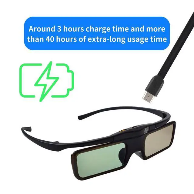Alt view image 6 of 6 - ST08-BT 2X 3D Active Shutter Glasses Rechargeable for RF 3D TV, 3D Glasses for Sony, Panasonic, Epson 3D Projector, Samsung 3D TV, Compatible with TDG-BT500A TY-ER3D5MA TY-ER3D4MA TDG-BT400A