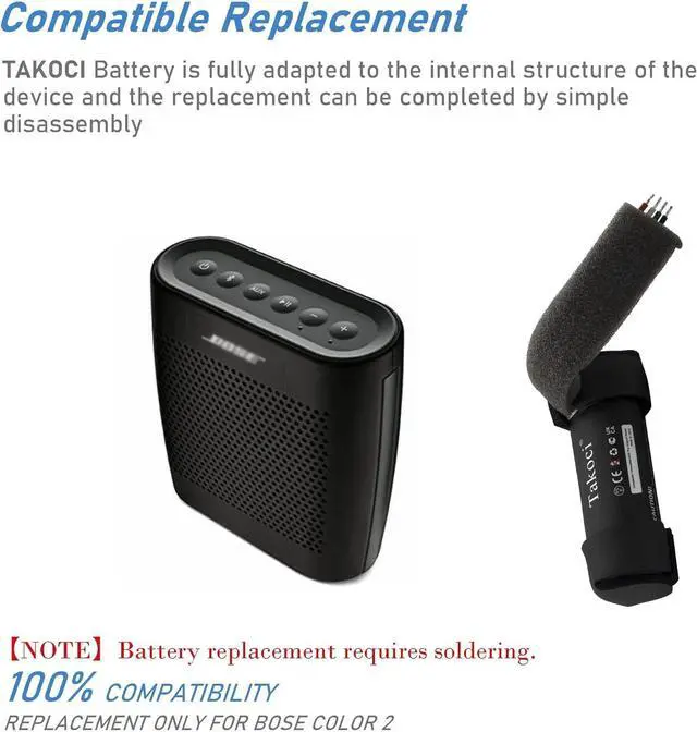 Alt view image 2 of 4 - 3400mAh Replacement Battery for Bose SoundLink Color II Wireless Bluetooth Speaker fits Part Number 064541 R-41027073