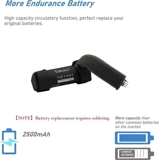 Alt view image 4 of 4 - 3400mAh Replacement Battery for Bose SoundLink Color II Wireless Bluetooth Speaker fits Part Number 064541 R-41027073