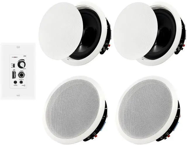 Main image of 6.5'' Bluetooth in Ceiling Speakers with Wall Amplifier Receiver 600W Flush Mount Ceiling & in-Wall Speaker System for Home Theater Office Bathroom Living Room Kitchen(2Pairs)