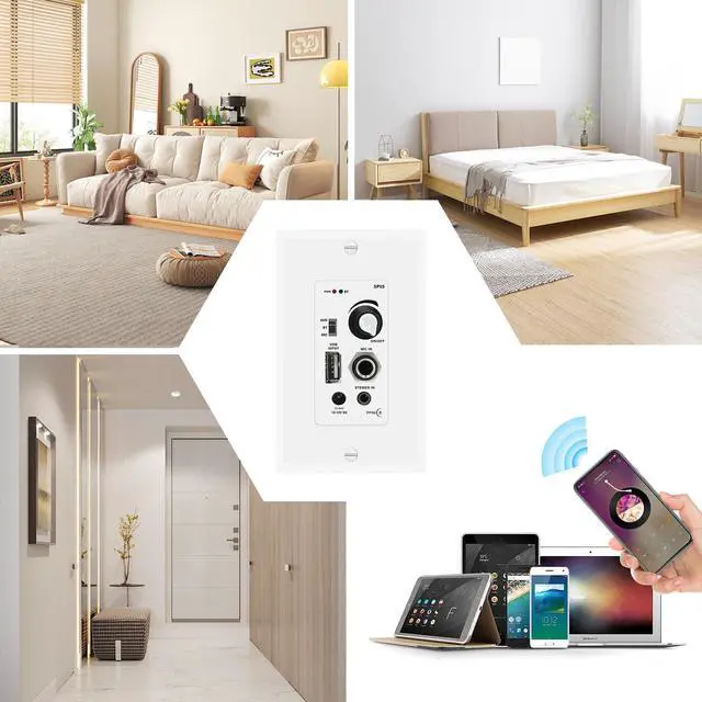 Alt view image 2 of 6 - 6.5'' Bluetooth in Ceiling Speakers with Wall Amplifier Receiver 600W Flush Mount Ceiling & in-Wall Speaker System for Home Theater Office Bathroom Living Room Kitchen(2Pairs)
